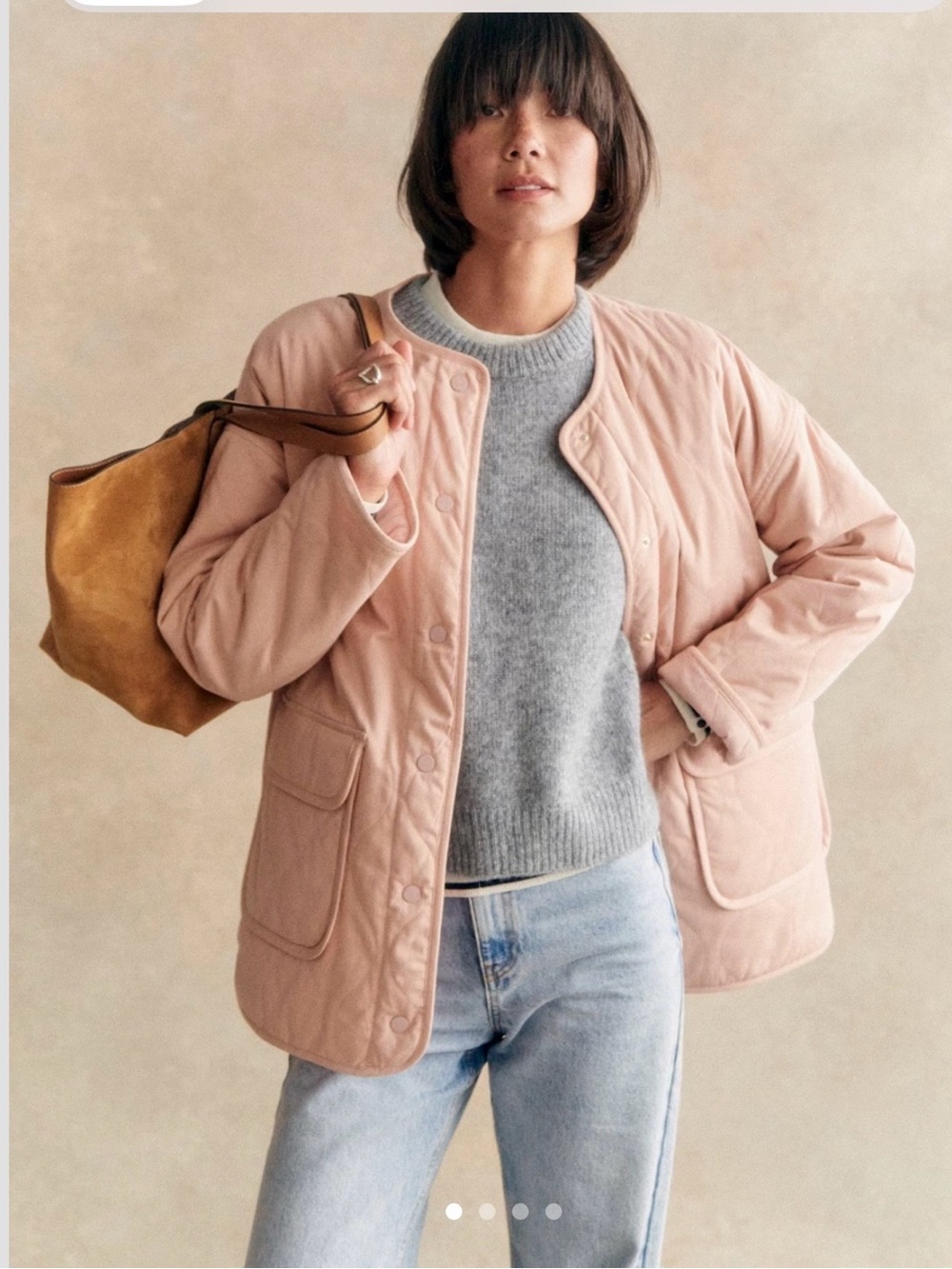 Sezane Quilted Light Olive Green Women’s Jacket - Picture 15 of 15